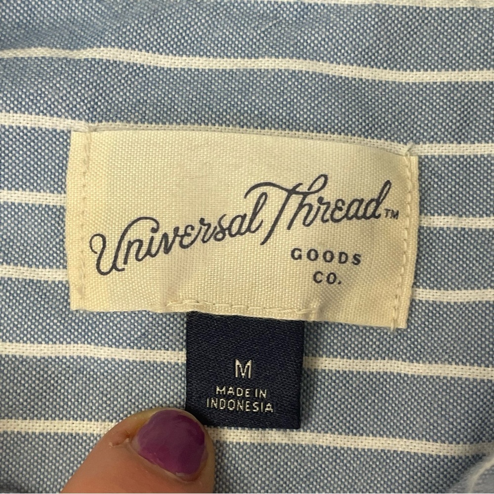 Universal Thread Med Long Button Up Long Sleeve chambray stripe Shirt Dress - Picture 8 of 11
